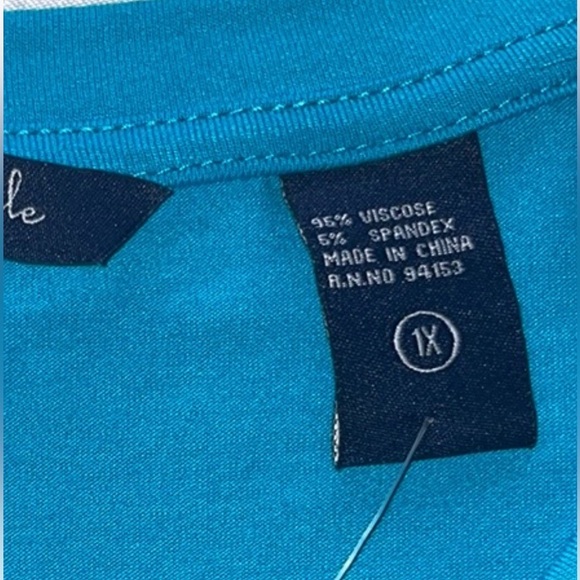 NWT Life Style Woman Turquoise Blue Lace Bell Sleeve Top Size 1X - Picture 11 of 15